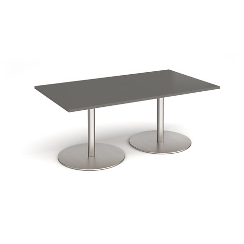 Eternal rectangular boardroom table 1800mm x 1000mm - brushed steel base, onyx grey top
