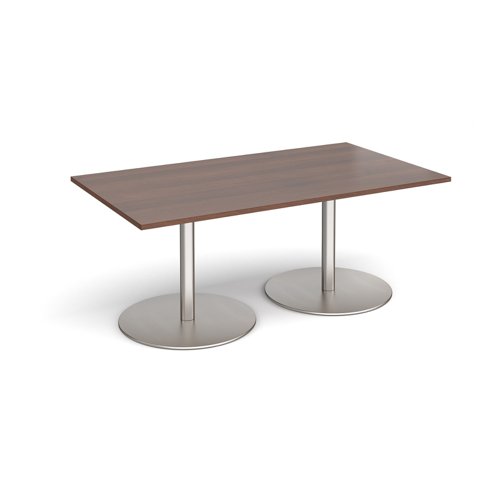 Eternal rectangular boardroom table 1800mm x 1000mm - brushed steel base, walnut top (Made-to-order 4 - 6 week lead time)