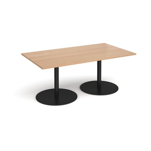 Eternal rectangular boardroom table 1800mm x 1000mm - black base, beech top