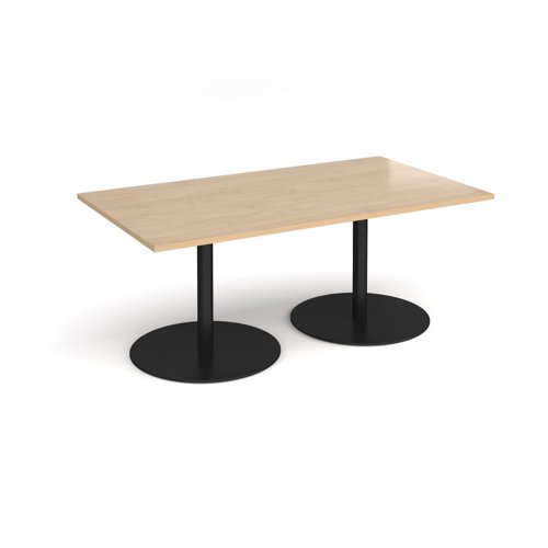 Eternal rectangular boardroom table 1800mm x 1000mm - black base, kendal oak top