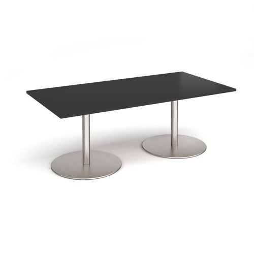 Eternal rectangular boardroom table 2000mm x 1000mm - brushed steel base, black top