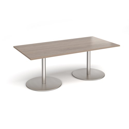 Eternal rectangular boardroom table 2000mm x 1000mm - brushed steel base, Barcelona walnut top