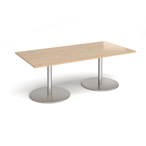 Eternal rectangular boardroom table 2000mm x 1000mm - brushed steel base, kendal oak top