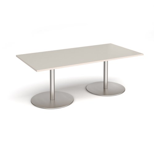 Eternal rectangular boardroom table 2000mm x 1000mm - brushed steel base, light grey top