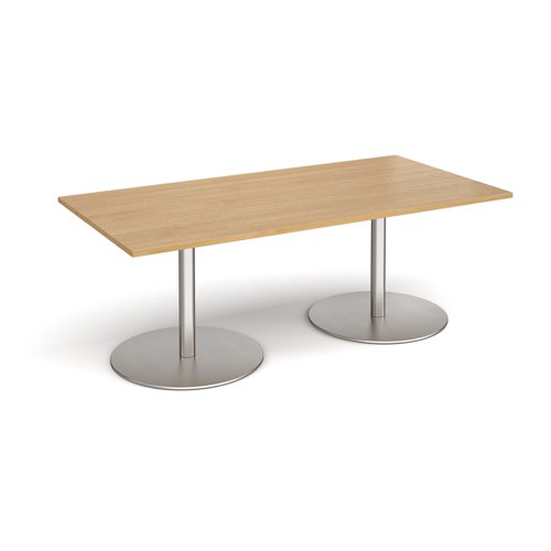 Eternal rectangular boardroom table 2000mm x 1000mm - brushed steel base, oak top ETN20-BS-O Buy online at Office 5Star or contact us Tel 01594 810081 for assistance