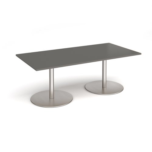 Eternal rectangular boardroom table 2000mm x 1000mm - brushed steel base, onyx grey top