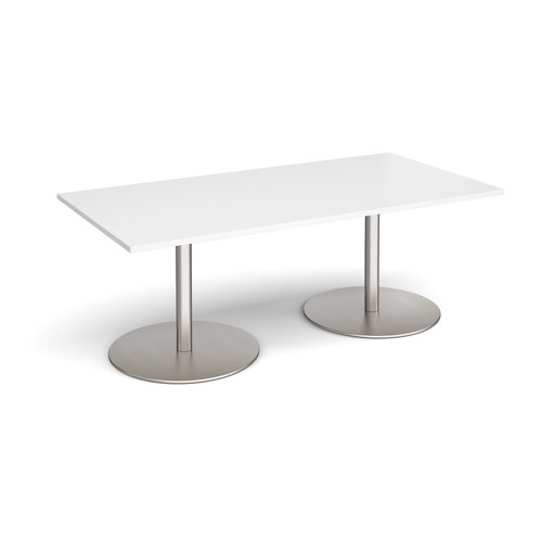ETN20-BS-WH Eternal rectangular boardroom table 2000mm x 1000mm - brushed steel base, white top