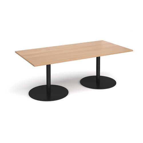 Eternal rectangular boardroom table 2000mm x 1000mm - black base, beech top