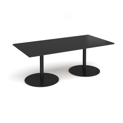 Eternal rectangular boardroom table 2000mm x 1000mm - black base, black top