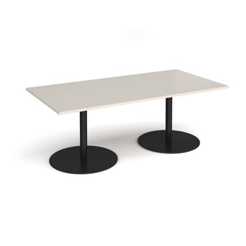 Eternal rectangular boardroom table 2000mm x 1000mm - black base, light grey top