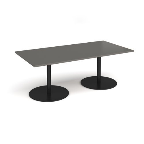 Eternal rectangular boardroom table 2000mm x 1000mm - black base, onyx grey top