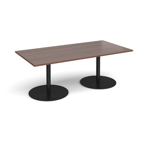 Eternal rectangular boardroom table 2000mm x 1000mm - black base, walnut top