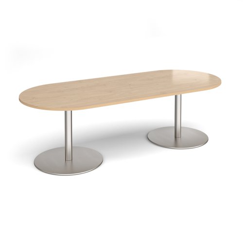Eternal radial end boardroom table 2400mm x 1000mm - brushed steel base, kendal oak top