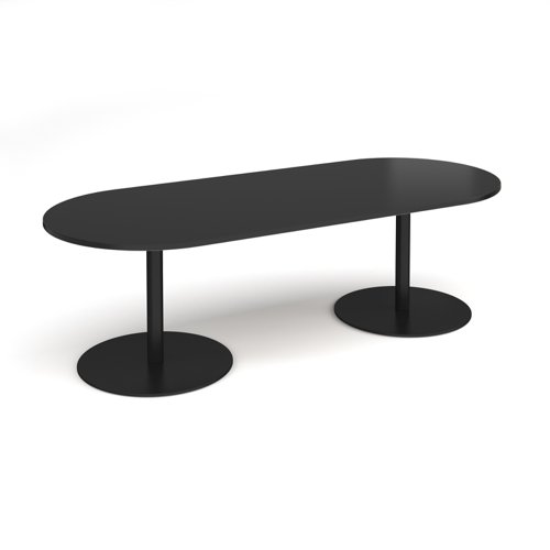 Eternal radial end boardroom table 2400mm x 1000mm - black base, black top