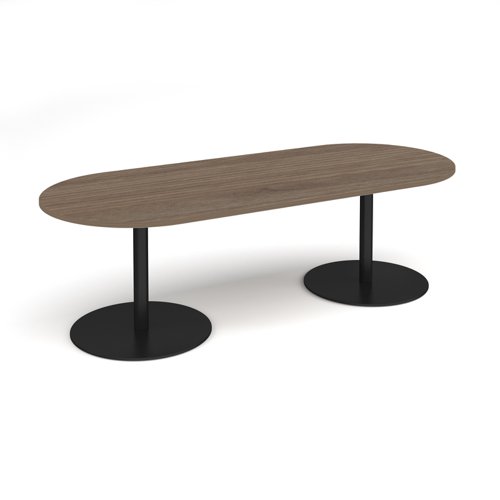 Eternal radial end boardroom table 2400mm x 1000mm - black base, Barcelona kendal oak top