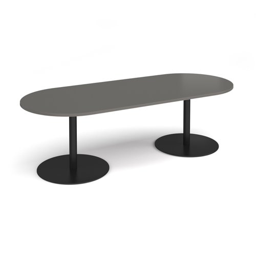 Eternal radial end boardroom table 2400mm x 1000mm - black base, onyx grey top