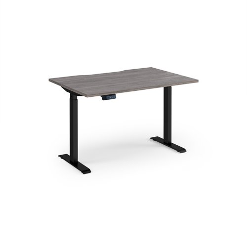 Elev8 Contract 1200w Straight Sit-stand Desk 1200mm x 800mm - Black Frame, Grey Oak Top