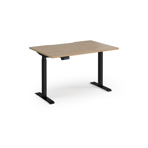 Elev8 Contract 1200w Straight Sit-stand Desk 1200mm x 800mm - Black Frame, Kendal Oak Top