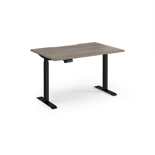 Elev8 Contract 1200w Straight Sit-stand Desk 1200mm x 800mm - Black Frame, Nebraska Oak