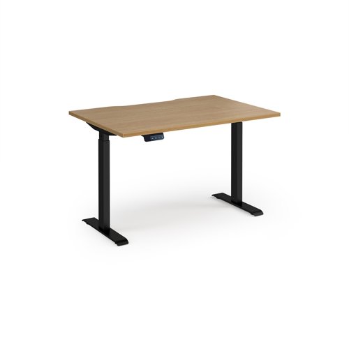 Elev8 Contract 1200w Straight Sit-stand Desk 1200mm x 800mm - Black Frame, Oak Top