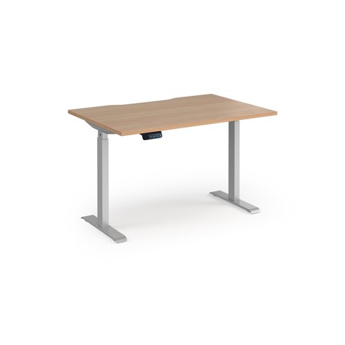 Elev8 Contract 1200w Straight Sit-stand Desk 1200mm x 800mm - Silver Frame, Beech Top