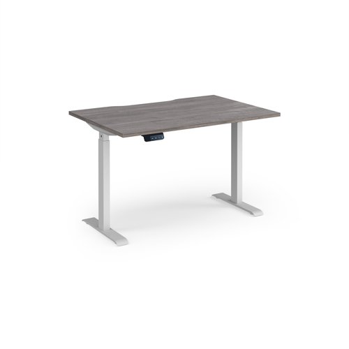 Elev8 Contract 1200w Straight Sit-stand Desk 1200mm x 800mm - White Frame, Grey Oak Top