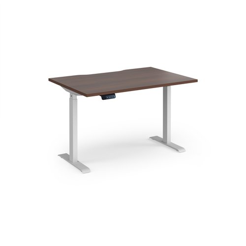 Elev8 Contract 1200w Straight Sit-stand Desk 1200mm x 800mm - White Frame, Walnut Top
