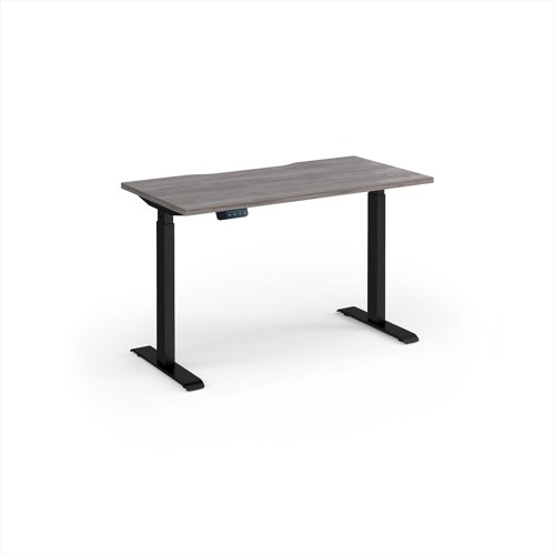 Elev8 Contract 1200w Straight Sit-stand Desk 1200mm x 600mm - Black Frame, Grey Oak Top