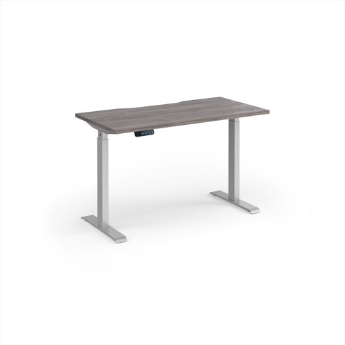 Elev8 Contract 1200w Straight Sit-stand Desk 1200mm x 600mm - Silver Frame, Grey Oak Top