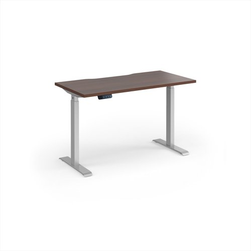 Elev8 Contract 1200w Straight Sit-stand Desk 1200mm x 600mm - Silver Frame, Walnut Top