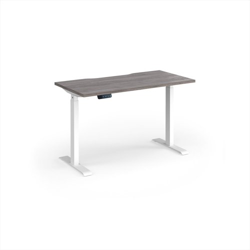 Elev8 Contract 1200w Straight Sit-stand Desk 1200mm x 600mm - White Frame, Grey Oak Top