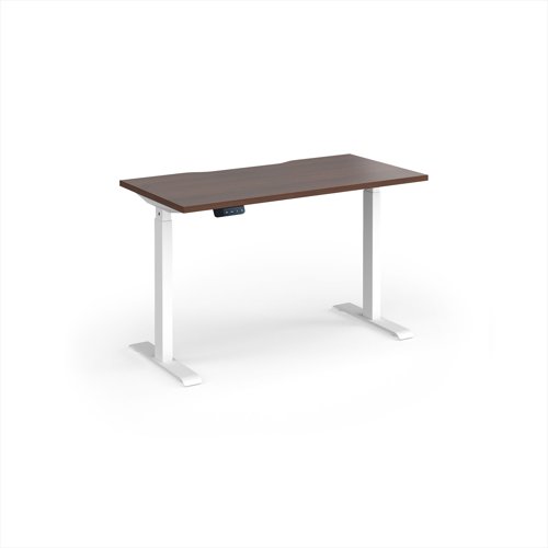 Elev8 Contract 1200w Straight Sit-stand Desk 1200mm x 600mm - White Frame, Walnut Top