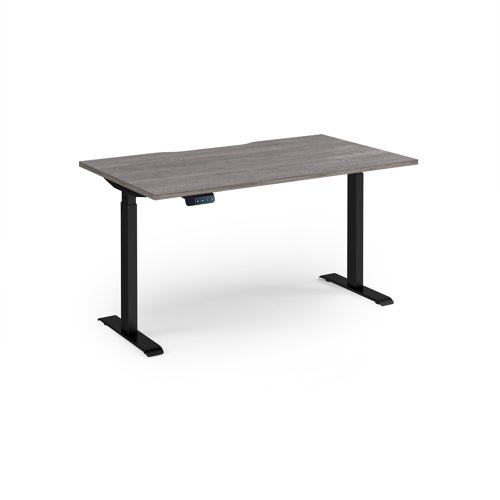 Elev8 Contract 1400w Straight Sit-stand Desk 1400mm x 800mm - Black Frame, Grey Oak Top
