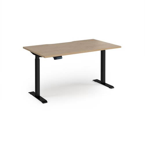 Elev8 Contract 1400w Straight Sit-stand Desk 1400mm x 800mm - Black Frame, Kendal Oak Top