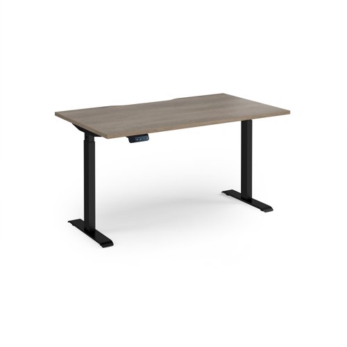 Elev8 Contract 1400w Straight Sit-stand Desk 1400mm x 800mm - Black Frame, Nebraska Oak