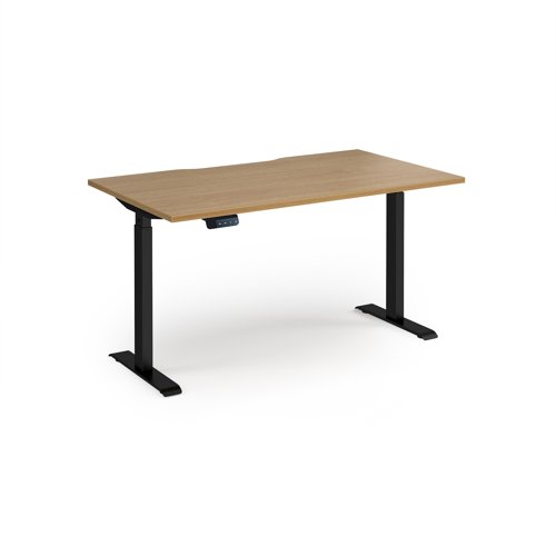 Elev8 Contract 1400w Straight Sit-stand Desk 1400mm x 800mm - Black Frame, Oak Top