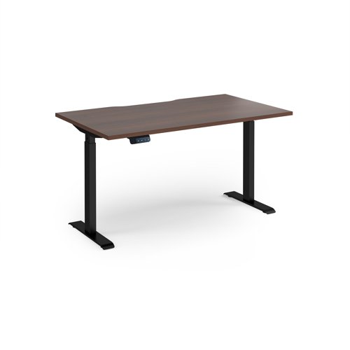 Elev8 Contract 1400w Straight Sit-stand Desk 1400mm x 800mm - Black Frame, Walnut Top