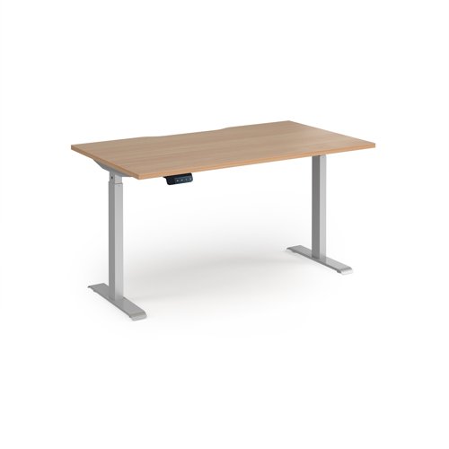 Elev8 Contract 1400w Straight Sit-stand Desk 1400mm x 800mm - Silver Frame, Beech Top