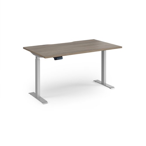 Elev8 Contract 1400w Straight Sit-stand Desk 1400mm x 800mm - Silver Frame, Nebraska Oak