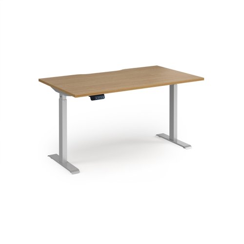 Elev8 Contract 1400w Straight Sit-stand Desk 1400mm x 800mm - Silver Frame, Oak Top