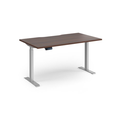 Elev8 Contract 1400w Straight Sit-stand Desk 1400mm x 800mm - Silver Frame, Walnut Top
