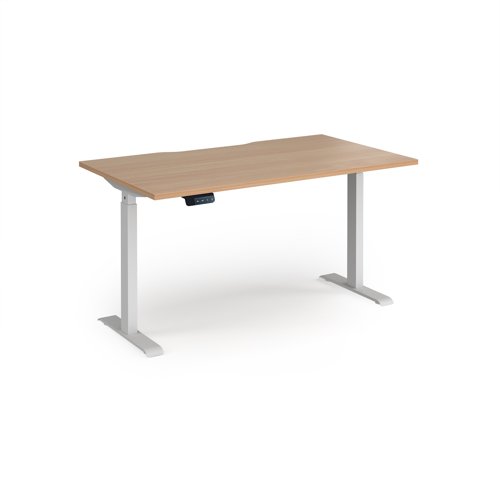 Elev8 Contract 1400w Straight Sit-stand Desk 1400mm x 800mm - White Frame, Beech Top