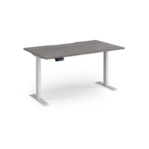 Elev8 Contract 1400w Straight Sit-stand Desk 1400mm x 800mm - White Frame, Grey Oak Top