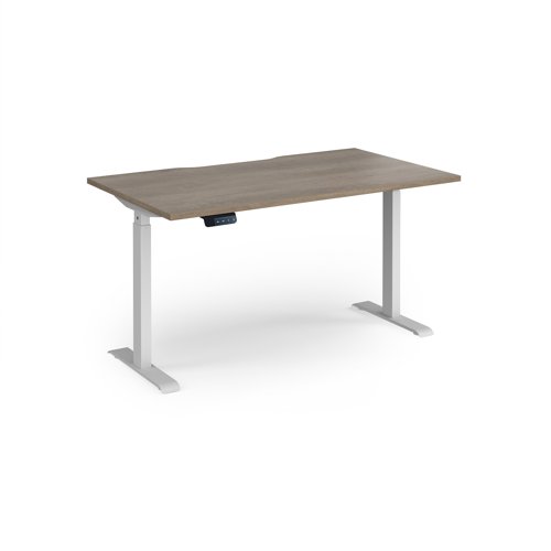 Elev8 Contract 1400w Straight Sit-stand Desk 1400mm x 800mm - White Frame, Nebraska Oak