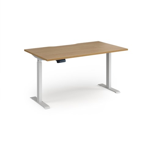Elev8 Contract 1400w Straight Sit-stand Desk 1400mm x 800mm - White Frame, Oak Top