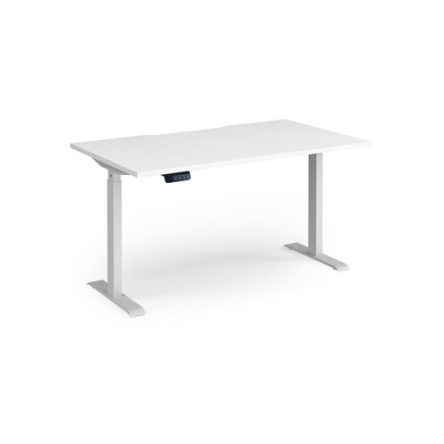 Elev8 Contract 1400w Straight Sit-stand Desk 1400mm x 800mm - White Frame, White Top