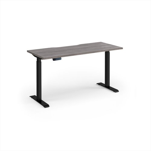 Elev8 Contract 1400w Straight Sit-stand Desk 1400mm x 600mm - Black Frame, Grey Oak Top