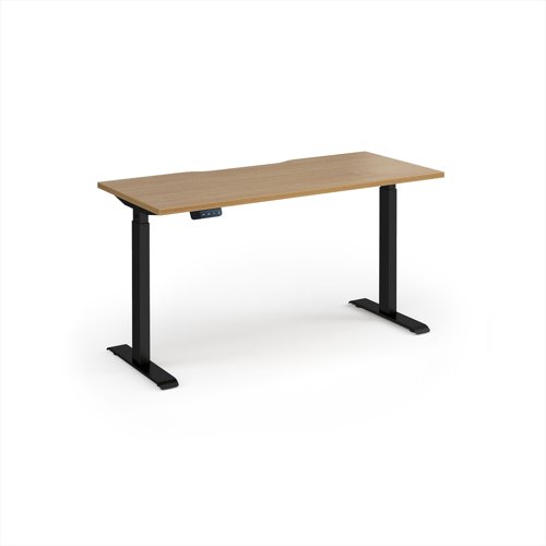Elev8 Contract 1400w Straight Sit-stand Desk 1400mm x 600mm - Black Frame, Oak Top