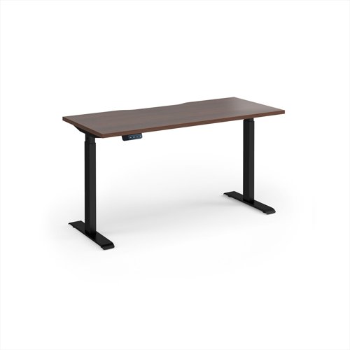 Elev8 Contract 1400w Straight Sit-stand Desk 1400mm x 600mm - Black Frame, Walnut Top