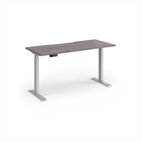 Elev8 Contract 1400w Straight Sit-stand Desk 1400mm x 600mm - Silver Frame, Grey Oak Top